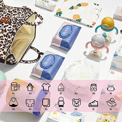 Femuar Diaper Bag Backpack Multifunction Maternity Diaper Bag for Baby Girls & Boys Large Capacity Travel Nappy Bags Leopard Print - color: Leopard Print