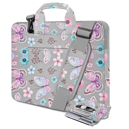 Hseok Laptop Case 15.6 inch Shoulder Bag with Strap,Butterfly - color: Butterfly, size: 15.6"