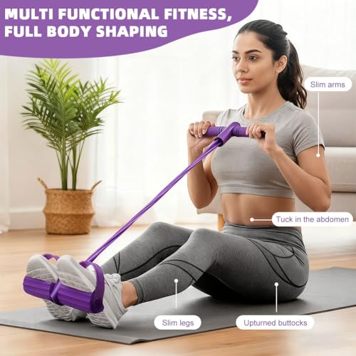 Fitness Resistance Bands- 6 Tube Pedal Ankle Puller with Handle & Tensile Rope for Exercise Sit Up Exercise Equipment Elastic Home Gym Equipment for Women Men - size: 8