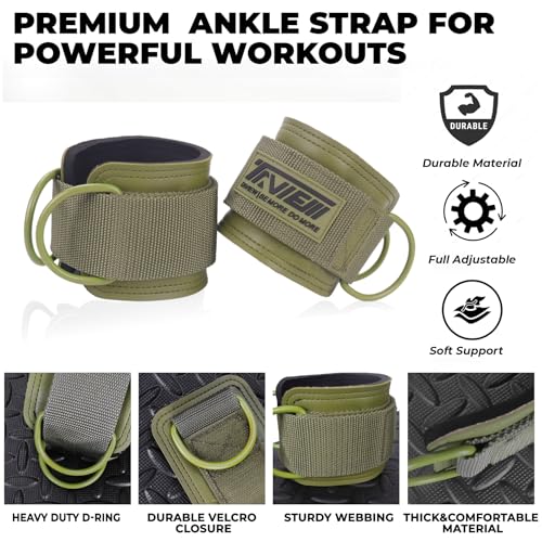 TAVIEW Ankle Straps Cable Machine Attachment for Gym - Cable Kickback Ankle Straps - Padded Ankle Cuffs for Glute Kickbacks and Leg Workouts - color: Green-Pair