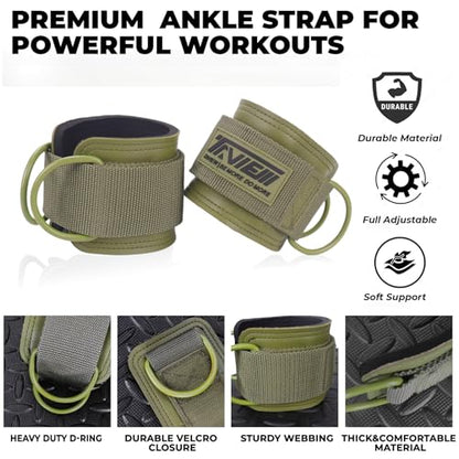 TAVIEW Ankle Straps Cable Machine Attachment for Gym - Cable Kickback Ankle Straps - Padded Ankle Cuffs for Glute Kickbacks and Leg Workouts - color: Green-Pair