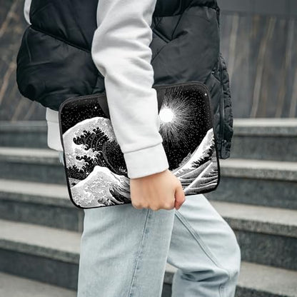 Laptop Sleeve with Handle 15.6 Inch, Waterproof Laptop Case Bag, Black Wave Pattern Design Computer Sleeve Compatible with MacBook Air, Pro, HP, Dell, Lenovo, ASUS - color: Black Wave, size: 15inch(15-15.6")