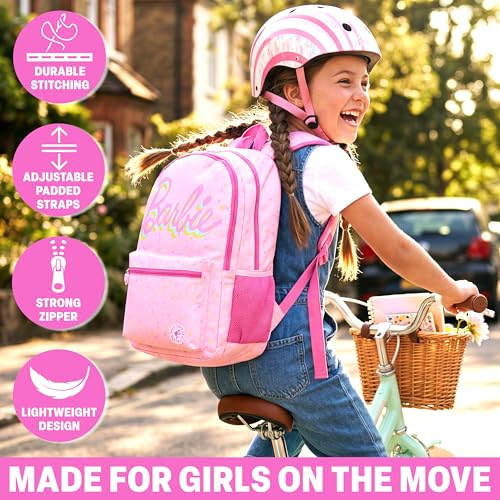 Get Trend Barbie Kids Backpack for Girls, 18 inch Bookbag with Padded Straps, Travel School Bag, Gifts for Girls (Pink Barbie) - color: Pink Barbie