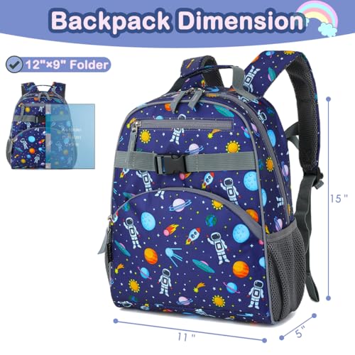 FlowFly Kids Backpack for Toddler Boys Girls, Simple Lightweight Bookbag for Daycare Kindergarten Elementary School Travel, Small Modern Bag (Medium 15'', Astronaut) - color: Astronaut, style: Kids Medium: 12l