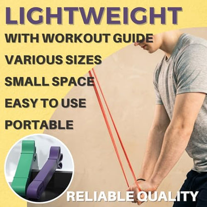 LEZER Resistance Bands - Pull Up Bands for Home Gym Fitness, Stretching, Physical Therapy & Training - Includes Instruction - color: 10 - 5 Colors - Complete sets