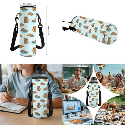 Capybara Backpack for Girls 8-10 Kids Backpack for School Girls Bookbag with Lunch Box Water Bottle Pouch Pencil Case 4PCS Set Teen Backpacks for Primary Elementary School Supplies - color: Capybara