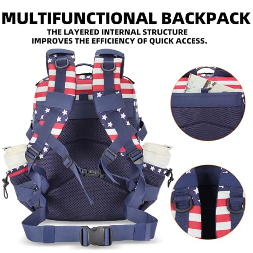 Lovelinks21 25L Tactical Military Backpack Small Travel Backpack for Men and Women Assault Pack Bug Out Bag Molle Daypack Gym Backpack with Bottle Holder (Flag) - color: Flag Print