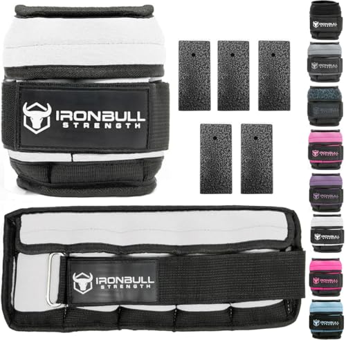 Adjustable Ankle Weights (10lbs/Pair) - Weighted Ankle Weight for Walking, Gym and Exercise - 2, 4, 6, 8, 10 LB Leg Weight Set with Straps for Women and Men - 1-5 lbs Each Ankle Adjustable for Weight Lifting - color: White