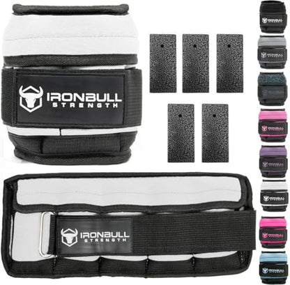 Adjustable Ankle Weights (10lbs/Pair) - Weighted Ankle Weight for Walking, Gym and Exercise - 2, 4, 6, 8, 10 LB Leg Weight Set with Straps for Women and Men - 1-5 lbs Each Ankle Adjustable for Weight Lifting - color: White