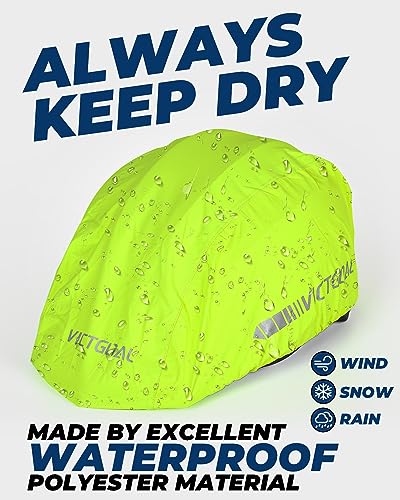 VICTGOAL Bike Helmet Cover with Reflective Stripes Waterproof Windproof Bicycle Helmets Rain Covers for Mountain Road Bike Cycling - color: Yellow