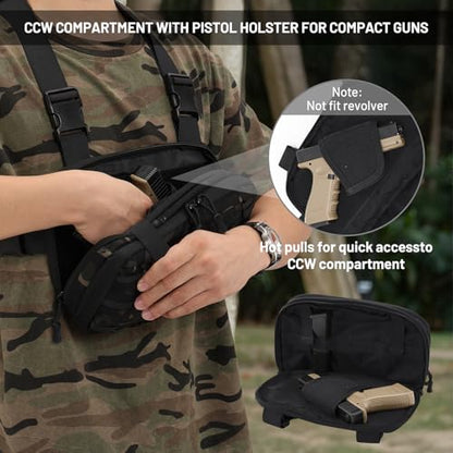 Tactical EDC Chest Bag Utility Molle Chest Rig Pouch with CCW Compartment Adjustable Strap Outdoor Chest Pack - color: Camo Black