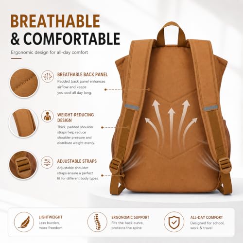 Hiking Travel Backpacks Men and Women, Lightweight Waterproof Laptop Backpack Outdoor Camping Backpack Hiking Daypack for Travel, Trekking, Work 26L (Brown) - color: Brown