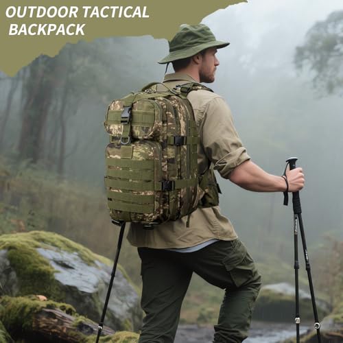 Camo hunting backpack，small tactical backpack, military backpack for men， camping backpack, 3-day bag(Camouflage) - color: Ruins Camouflage