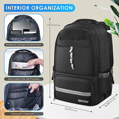 BROTOU Soccer Backpack Sports Bag with Ball Holder and Shoe Compartment for Football Basketball Volleyball Rugby - color: Black