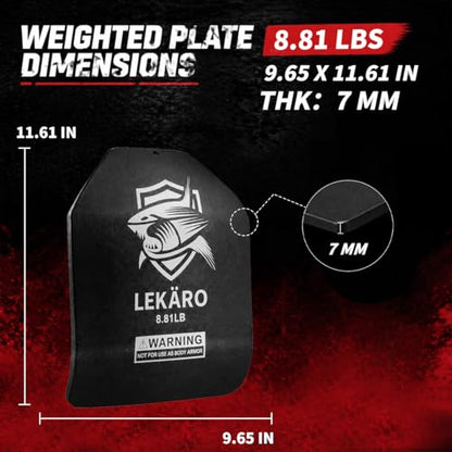 Weighted Vest Plates Set, Curved Front and Flat Back Weight Plates, 9.8 x 11 Inch, Ergonomic for Men and Women, Rust Resistant, CrossFit, Murph, Rucking, Strength Training - color: 8.81LB
