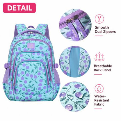 MYGOO Girls School Backpack Archibald Berry Purple Bookbag for Elementary Middle School Ages 5-12, 17 inch Large Capacity 24L Kids Student Travel Bags - color: Archibald Berry Purple