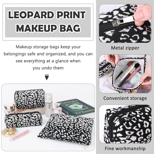 3 Pcs Makeup Bag Cosmetic Bag Set for Girls Women Travel Organizer Bathroom Toiletry Pouch Large Capacity Storage Bag (Black-2) - color: Black-2
