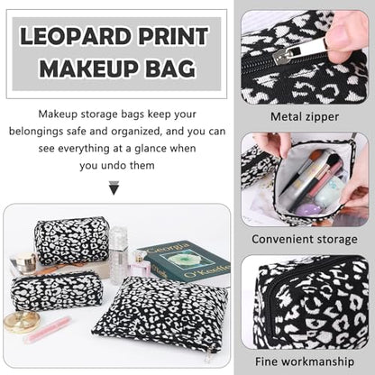 3 Pcs Makeup Bag Cosmetic Bag Set for Girls Women Travel Organizer Bathroom Toiletry Pouch Large Capacity Storage Bag (Black-2) - color: Black-2