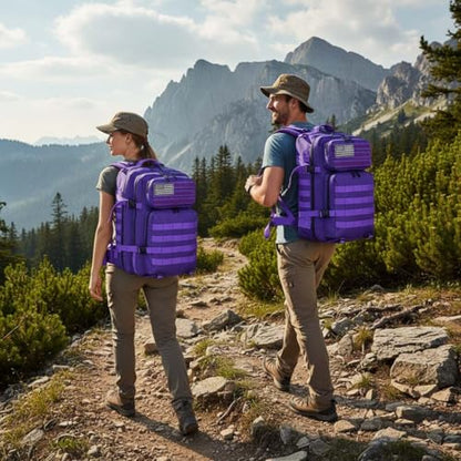 45L Military Tactical Backpack for Men & Women Bug Out Bag Assault pack Molle Daypack Hiking Trekking Rucksack(Purple) - color: Purple