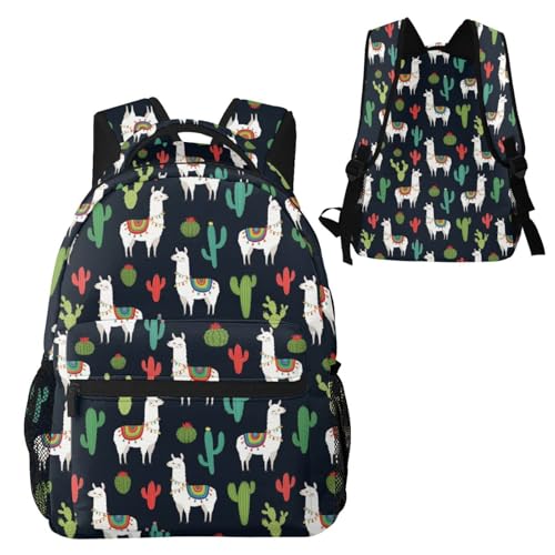 Commuter Laptop Backpack Llama Alpaca Cactus, Lightweight Water Resistant Daypack with Inner Pocket for Work, Office - color: Pattern (225)