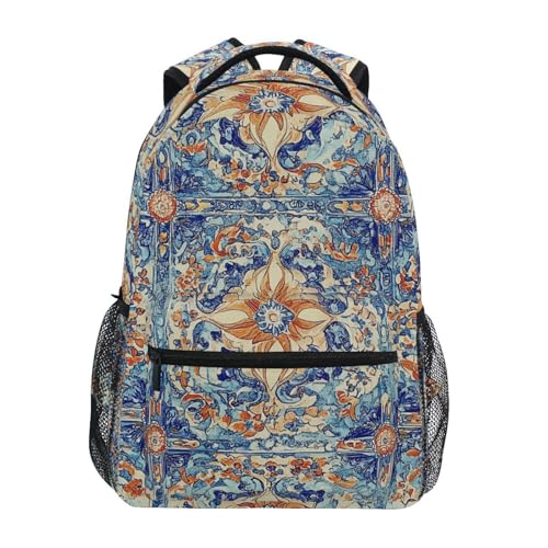 Laptop Backpack for Women Men Waterproof Business Work Bag with Chest Strap Gift Men & Women Bohemian Boho Vintage Mandala Style Flower - color: Multicolor15