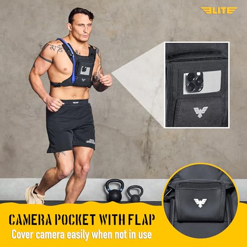 Elite Hydra Running Chest Pack w/ Gun Holster, Phone Holder Touch Friendly, Camera Pocket for Men/Women Lightweight Hydration Vest Chest Rig w/ Water Bladder for Marathon, Cycling, ADV Camping, Skiing - size: Small