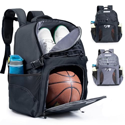Basketball Bag Backpack with Ball Compartment & Shoe Pocket – Gym Bag for Basketball, Soccer, Football, Volleyball – Large Capacity Athletic Backpack for Youth & Adults, Basketball Gifts - color: Black Style B