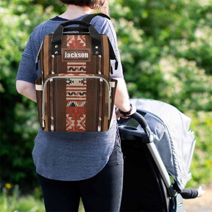 Newcos Personalized Diaper Bag with Name, Custom Mommy Diaper Bags for New Mom Baby, Customized Babys Backpack Nursing Bags with Water Bottle Tote Bag for Wife Women Men Newborn Mom Travel Brown - color: Patten 14