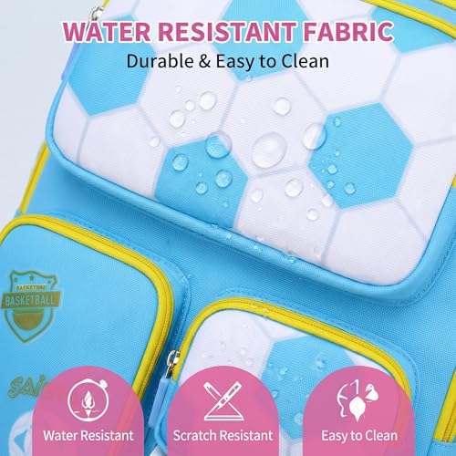 3PCS Kids Backpack Set, School Backpack with Lunch Bag & Pencil Case, Lightweight Waterproof Bookbag for Kids (Blue soccer) - color: Blue Soccer