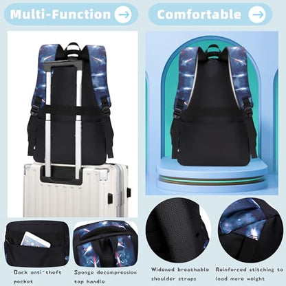 Bansusu Galaxy Kids Backpacks for Boys School, Water-resistant Boys Backpacks Middle School Bags, Black-blue - color: Black-blue-galaxy