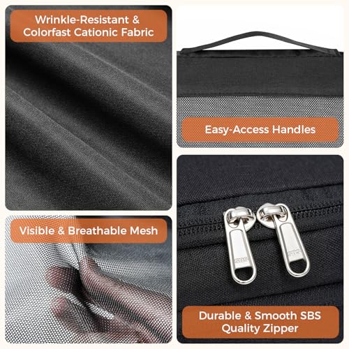 BAGAIL 8 Set Compression Packing Cubes, Durable & Wear-resistant Expandable Luggage Organizer Bags for Travel Accessories (Black) - color: Black