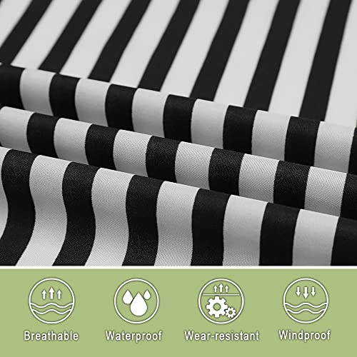 Fashion Hooded Rain Poncho Waterproof Raincoat Jacket with pocket for Women/Men/Adult - color: Black/White Strips