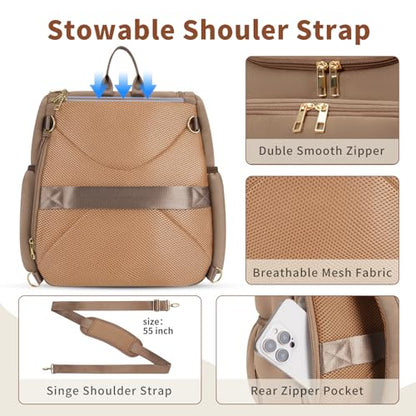 CEI-CEI Neoprene Diaper Bag Backpack Stylish Baby Maternity Bags Travel Tote for Mom with Insulated Pockets, Changing Pad, Stowable Shoulder Strap - color: Oat