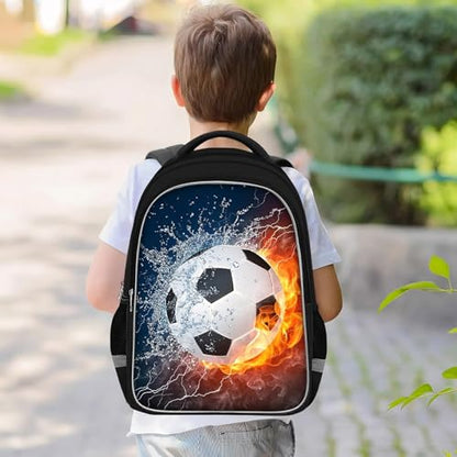 TILYTADLY School Backpack for Boys - Soccer Boys Backpack for Kids Children Teens Elementary Middle School - Students Bag for Ages 6-18,17″Bookbag Multifunctional Large Capacity - color: Soccer-08-backpack Only
