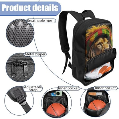 Basketball Backpack With Separate Ball Compartment And Shoes Fit Basketball Volleyball Football - color: Rasta Lion
