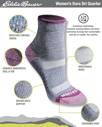 Eddie Bauer Women's Dura Dri Moisture Control 6-pair Quarter Socks - color: Oatmeal Assorted (6 Pairs)