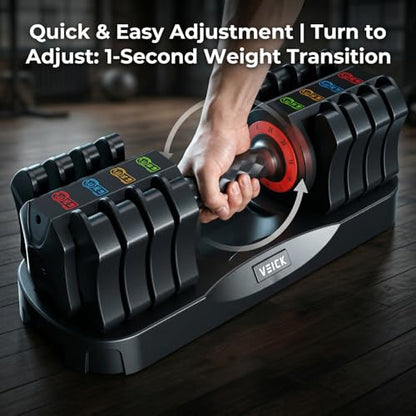 VEICK Adjustable Dumbbell 25 lb – Quick Change Dial with Non Slip Handle & Tray Stand, Space Saving Home Gym Weights for Women Men Strength Training Workout - style: 25LBS-2PCS