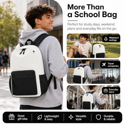 LOIDOU Girls Backpack for Kids Cute School Bookbag - color: Black White-, size: L-17"