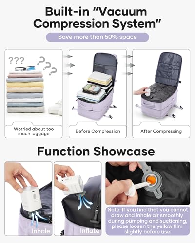 Vacuum Backpack Travel with Pump for Women Men 18x14x8 Personal Item Bag - color: A1-purple