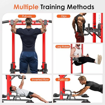 SogesPower Power Tower Pull Up Bar Station, Adjustable Height Pull Up Bar Stand for Home Gym, Multi-Function Pull Up Dip Station Dip Bar Strength Training Workout Equipment