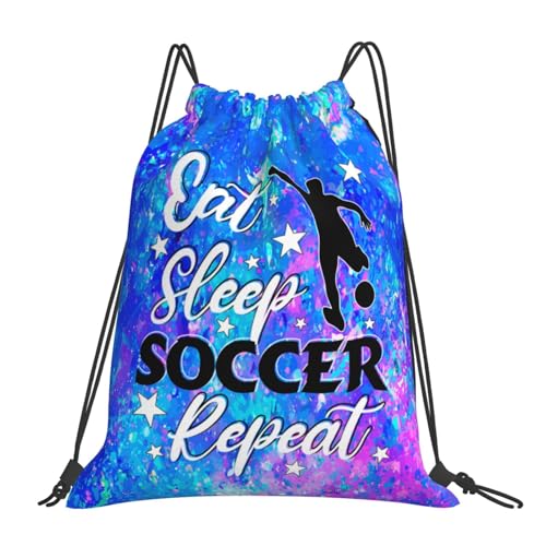 Eat Sleep Soccer Repeat Drawstring Backpack Gym String Bag Drawstring Sackpack Sport For Womens Mens - color: Soccer