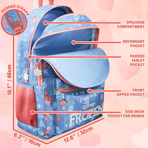 Get Trend Disney Frozen Kids Backpack for Girls, 18 inch Bookbag with Padded Straps Travel School Bag, Elsa Anna Girls Gifts (Multi Frozen) - color: Multi Frozen