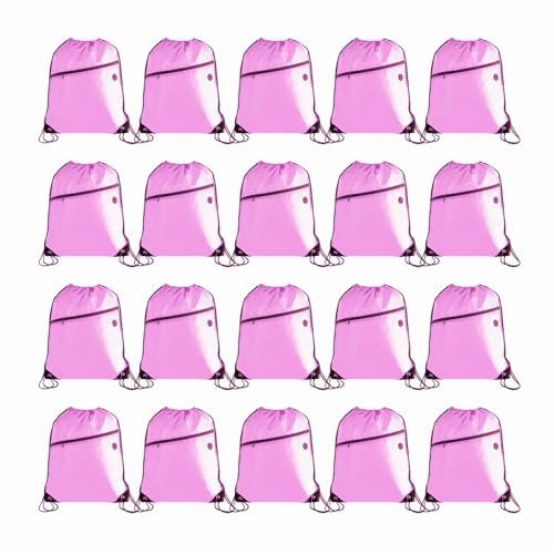 CODOBON Lightweight Drawstring Backpack with 2 Compartments Holds 14" Laptop & Shoes | Foldable |big Zip Pocket with Cable Port | Economical for Gym, Travel,Daliy (20, Pink) - color: Pink