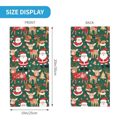 Santa Claus and Christmas Deer Prints Multifunctional Sport Headband – Seamless Stretch Neck Gaiter for Hiking, Biking, Running & Outdoor Activities – Soft, Quick-Dry, No-Fade Design