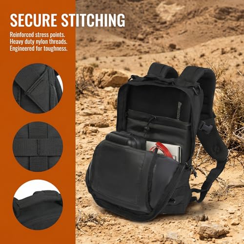 Small Tactical Backpack Military Daypack 12L Molle Bag Rucksack Army Daypack for Outdoor,Hiking,Camping,Travel (Black) - color: Black