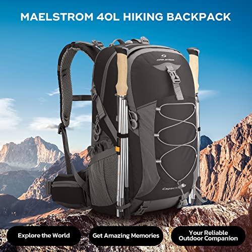 Maelstrom Hiking Backpack,Camping Backpack,40L Waterproof Hiking Daypack with Rain Cover,Lightweight Travel Backpack,Black - color: 40l Black, size: 40l