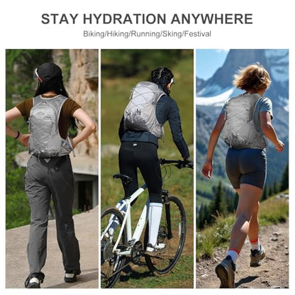 IX INOXTO Hydration Backpack, 18L Lightweight Hiking Backpack with 2L Water Bladder Daypack Women Men, Water Backpack Insulated Hydration Pack for Hiking, Running, Festival, Cycling - color: All Grey