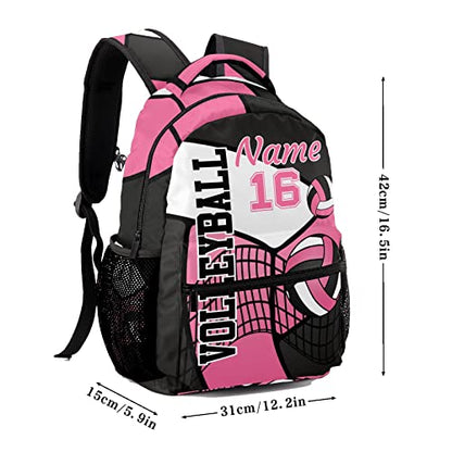 Personalized Volleyball Pink Black White Multifuction Backpack with Name Text for Women Men Gift - color: Backpack 2