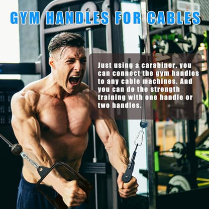 BLUSLM Ergonomic Tricep Rope Pulldown Attachments, Upgraded 27 32 40 & 47 Inch Extra Long Triceps Rope Cable Attachments for Gym, LAT Pull Down Bar for Cable Machine, Tricep Workout Cable Attachments - color: D HANDLE
