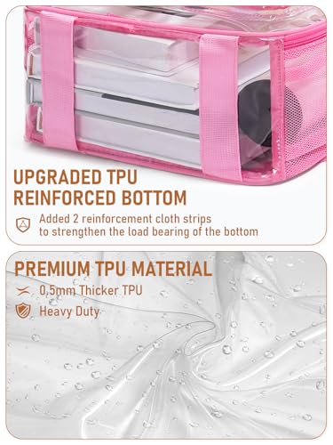 Clear Backpack Heavy Duty for Women Men Boys Girls, Large Clear Bookbag See Through Backpack for School College - color: 13-3#pink-3m Reflective Strips